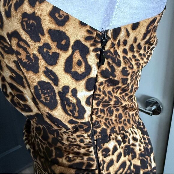 Nasty Gal One Shoulder Animal Print Semi-Formal Dress with Train Size 6 - Picture 5 of 8